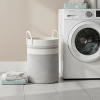 Panier de rangement en coton moderne et écologique multi-usages pour l'organisation du placard, empilable avec poignées, pour le linge sale et les fournitures pour animaux de compagnie