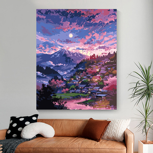 Kit Personalizzabili per Dipingere con i Numeri per Adulti, Pittura ad Olio Acrilico su Tela, Paesaggio Montano al <span class=keywords><strong>Tramonto</strong></span>, Decorazione Murale - Product Image 2