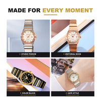 Top-Marke SKMEI 2342 Luxus Kristallzifferblatt Damen Quarzuhr Mode Elegante Edelstahl-Armbanduhr mit Datumsanzeige Geschenk