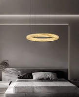 Lustre VEKO en albâtre, luminaires suspendus classiques en forme de cercle, lampe en albâtre simple et moderne