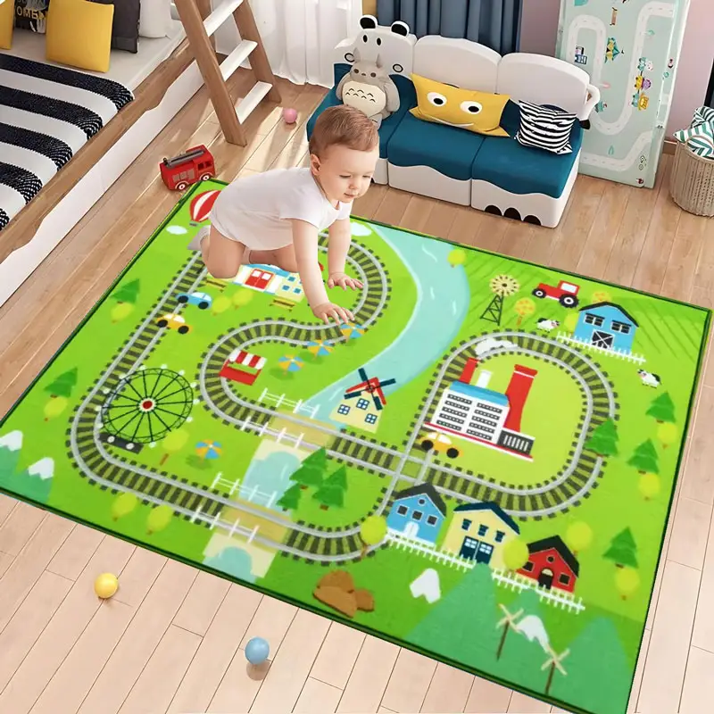 Rutschfester Teppich Fläche Spielmatte Babyspiel Indoor Wohnzimmer Raupenbodenteppiche für Kinderteppich