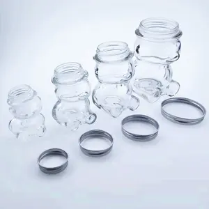 30ml 80ml 160ml 300ml động vật gấu hình mật ong thủy tinh Mason Jar với nắp nhôm