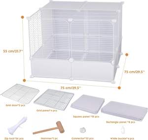 Yavru köpek küçük hayvanlar için kedi kafesi kapalı ayrılabilir kapı ile evcil hayvan kafesi <span class=keywords><strong>DIY</strong></span> yarı-kapalı kedi evi oyun parkı - Product Image 4