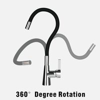 Robinet de cuisine SANIPRO en laiton coloré avec tube flexible en silicone, mélangeur chaud/froid rotatif, sans plomb, avec douchette extractible