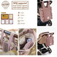 Gesteppte Wickeltasche aus 100% Baumwolle für Kinderwagen, Multifunktionale Windel-Organizer-Tasche für Outdoor-Tagesausflüge, Individuelle Farbe