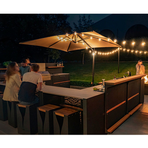 Neue L-förmige Edelstahl-<span class=keywords><strong>Outdoor</strong></span>-Küche mit Schwerlast-BBQ-Schrank und Metall-Pergola, Wetterfeste Außenküche mit Pergola - Product Image 5