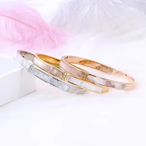 Fashion Jewellery Stainless Steel Bracelet 18K Gold Plated Locking System Stainless Steel Elegant Bangle Bracelet