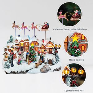 Décoration de Noël artisanale en résine, scène de traîneau du Père Noël et rennes, pour affichage festif des fêtes, décoration de table d'hiver pour la maison - Product Image 5