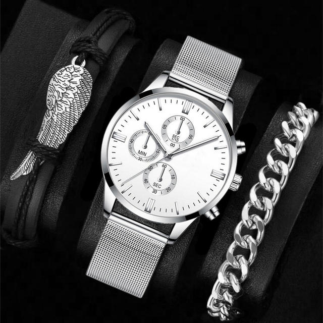LP14 2026 Men's Luxury Large Quartz Watch Set with Bracelet Hot-Selling Watches for Foreign Trade Cross-Border