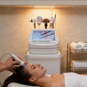Analyseur de cuir chevelu portable 5-en-1 haute fréquence, détecteur HD, thérapie à l'ozone, peigne de massage vibrant en métal pour la croissance des cheveux, usage professionnel et domestique - Product Image 2