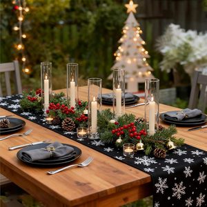 Portacandele in Vetro per Matrimoni e Natale, Cilindrico, 12 Pollici, con Camino in Vetro - Product Image 3