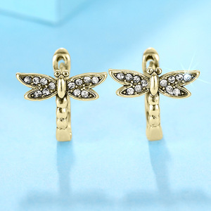 Orecchini a cerchio a forma di libellula per donna, gioielli delicati per tutti i giorni - Product Image 6