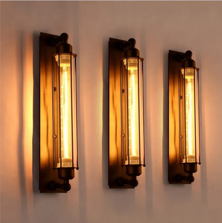 Lâmpada de ferro Timjay para decoração de loft, estilo industrial vintage, luminária de parede para decoração de quartos e ambientes, luminária de cabeceira LED