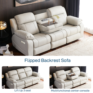 Sofá <span class=keywords><strong>Reclinable</strong></span> Eléctrico Moderno de Cuero Directo de Fábrica para Cine en Casa con Portavasos, Muebles de Sala de Estar, Sillón <span class=keywords><strong>Reclinable</strong></span> para Pedidos al por Mayor - Product Image 3