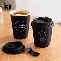Gobelets en papier kraft personnalisables avec logo, impression à chaud, pour café, gobelets jetables à double paroi pour boissons chaudes