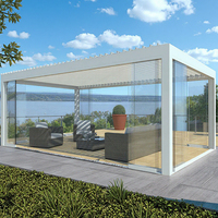 Auvent en aluminium d'extérieur directement de l'usine, bioclimatique, à lamelles électriques, pour jardin, balcon, terrasse, imperméable, style nature vert