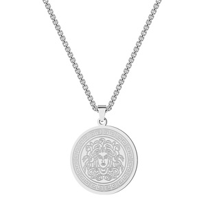 Nuevo disco grabado colgante mitología griega joyería Gorgon Medusa oro griego collares de acero inoxidable regalos para mujeres - Product Image 6