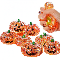 Jouet Squishy Citrouille d'Halloween à Presser avec Poudre Scintillante, Anti-stress Créatif, Fantôme à Serrer, Doux et Amusant, en TPR, pour Adultes 14+