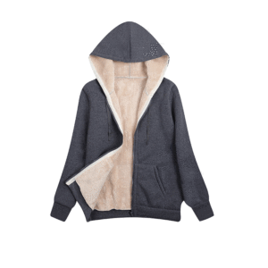 <span class=keywords><strong>Sweat</strong></span>-shirt à capuche doublé Sherpa pour femmes décontracté à fermeture éclair pour hiver automne printemps - Product Image 2