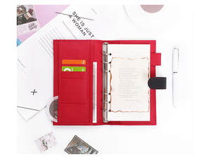 Carnet de notes de luxe personnalisé A6 en cuir PU, couleurs contrastées, <span class=keywords><strong>petit</strong></span> classeur à anneaux, couverture rigide, portable, haut de gamme, multifonctionnel - Product Image 3