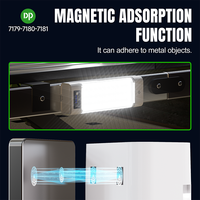 Lampe de Secours LED Portable à Tube avec Batterie Amovible DP, Crochet Magnétique, Affichage de Puissance Stroboscopique 3 Modes et Recharge Type C