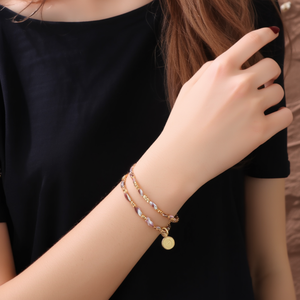สร้อยข้อมือแฟชั่นสวยงาม ทำจากสแตนเลสสตีล 316L ชุบทอง PVD ทนทาน เป็นมิตรต่อสิ่งแวดล้อม เหมาะสำหรับผู้หญิงและเด็กผู้หญิง - Product Image 3