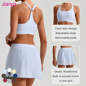 Set Olahraga Wanita Janya Custom Logo Pickleball Fitness Yoga Tank Top Bra Golf Tennis Rok 2 Potong Bahan Bernapas - Product Image 3