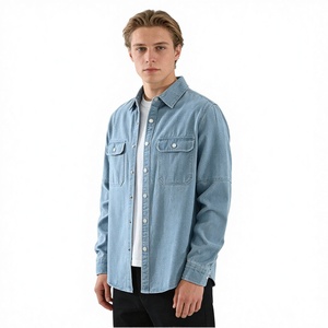 Nouvelle Veste Chemise en Jean Décontractée pour Homme 2026 avec Logo Personnalisé, Manches Longues, Motif Uni, Col Rabattu, Durable et Lavée - Product Image 3