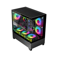 Boîtier de PC de jeu Micro-ATX Mid Tower sans cadre en verre TG avec interface Type-C, prise en charge de la carte mère à connexion arrière, refroidissement par eau de 240 mm