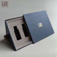 ROGOOD-Boîte à tiroir triangle en papier carton texturé bleu marine de style arabe pour parfum/RGD-P2120 d'huiles essentielles