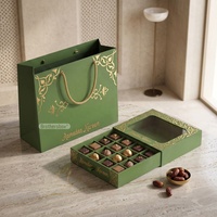 Boîte cadeau personnalisée à tiroir coulissant avec fenêtre, impression dorée à chaud, pour le Ramadan et l'Aïd Moubarak, idéale pour les friandises