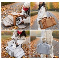 Sac de transport pour animaux de compagnie extensible grand format avec côtés en maille, bandoulière réglable, sac fourre-tout élégant pour chats et petits chiens