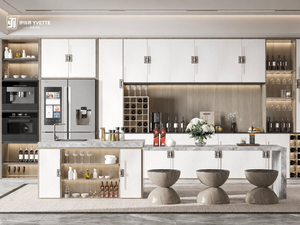Armoires de cuisine modernes en gros avec finition grain de bois <span class=keywords><strong>et</strong></span> espace intégré pour appareils électroménagers, pour villas résidentielles, utilisation mondiale, OEM - Product Image 3