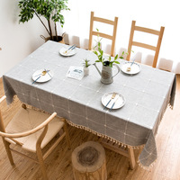 Nappe de Table en tissu, toile brodée, pampilles tridimensionnelles, couleur unie, vente en gros, coton et lin, imprimé, 100% coton