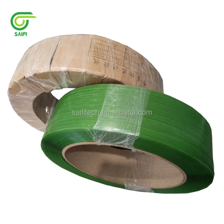 China Supply Groene Pet Band Strap Huisdier Kunststofband Voor Band Met Kraftpapier Kern