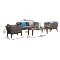 OSMEN LUMI Wicker Patio Möbel 4 Stück Set gewebtes Rattan Outdoor Sofa für Villa Courtyard Park