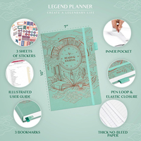Carnet de lecture A5 personnalisé avec couverture en cuir menthe, reliure cousue, couverture rigide