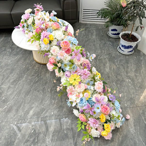 Luxury <b>Artificial</b> Floral Design Event Flower Runner Pink Rose Red Wedding Table Flowers Decoration Arrangement - Product Image 5