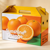 Op maat bedrukte zonne-oranje verpakkingsdoos met handvat, sterke waterdichte golfkartonnen fruitverzenddoos