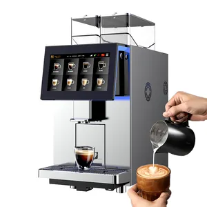 Máquina de café automática comercial, máquina de café expreso profesional, limpieza automática de café