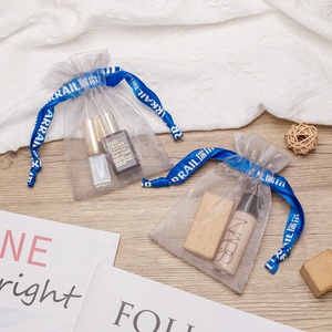 Custom Large Gray Mesh <strong>Organza</strong> <strong>Pouches</strong> Drawstring Candy Bag Wholesale Flexography <strong>Organza</strong> Packaging Materials Custom <strong>Organza</strong> - Product Image 1