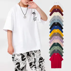 Biologisch Katoen Kinderen Oversized Effen Kleding Voorraad Veel Groothandel Item Kids T-Shirts Custom Printing Voor Jongen