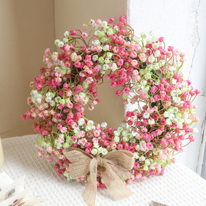 Guirlande artificielle avec nœud en <span class=keywords><strong>toile</strong></span> <span class=keywords><strong>de</strong></span> <span class=keywords><strong>jute</strong></span>, guirlande florale en plastique, décoration <span class=keywords><strong>murale</strong></span> ronde pour porte d'entrée, maison, mariage - Product Image 5
