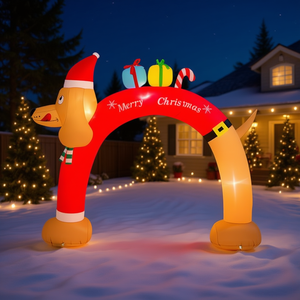 Arche de Noël gonflable de 8 pieds pour extérieur, décoration de jardin avec motif chien et lumières pour une ambiance festive de Noël - Product Image 2