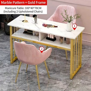Mesa de Manicura Portátil de Mármol de Lujo Moderno, Juego de Mesa Multifuncional Disponible para Salones de Uñas y Peluquería - Product Image 2