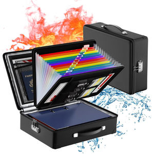 YHX <b>Fireproof</b> Safe <b>Box</b> with Lock & Waterproof Zipper Hard Fire & Water Resistant <b>Document</b> Case <b>for</b> Cash Passport Legal Files - Product Image 1