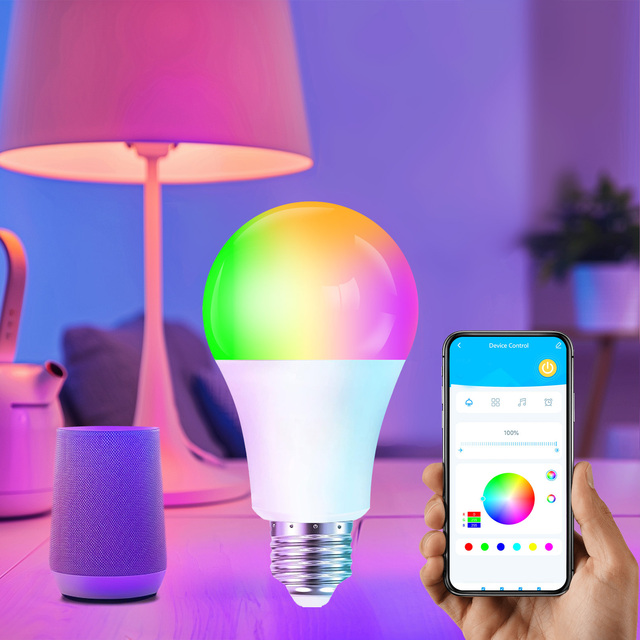 Hot Selling E26 Google Alexa APP Control Remote Colourful RGB Inteligente Wifi Smart Bulb Light