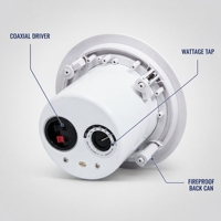Haut-parleur coaxial de plafond 8 pouces 40W 70-100V avec couvercle arrière ignifuge, encastrable, pour système de sonorisation de salle de réunion
