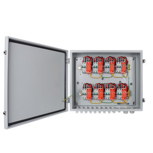 Boîtier de combinateur de chaînes photovoltaïques solaires DC 500V série WSDB-PV IP65 8 entrées 8 sorties 8 chaînes avec connecteur solaire et <span class=keywords><strong>presse</strong></span>-étoupe - Product Image 1