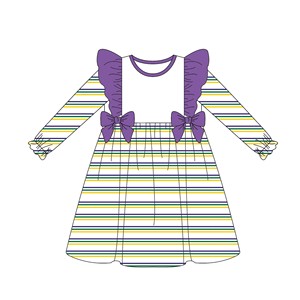 Mardi Gras March Strisce con arco <span class=keywords><strong>per</strong></span> bambine abiti da bambina con logo personalizzato e <span class=keywords><strong>nome</strong></span> di cotone vestito da bambina - Product Image 6